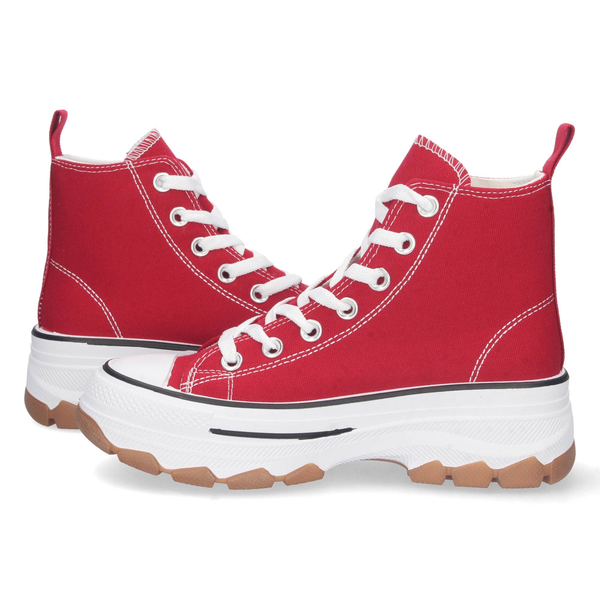 Brideluxe Mayorista - Wholesale Booties - Women's - Red High-Top Platform Sneakers for Women4