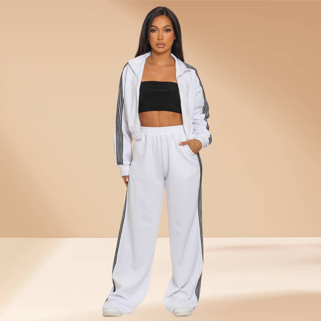 Celystrends - Wholesale Tracksuit - Women's - Tracksuit 2 piece set Zip Up Sweater Wide Pants0