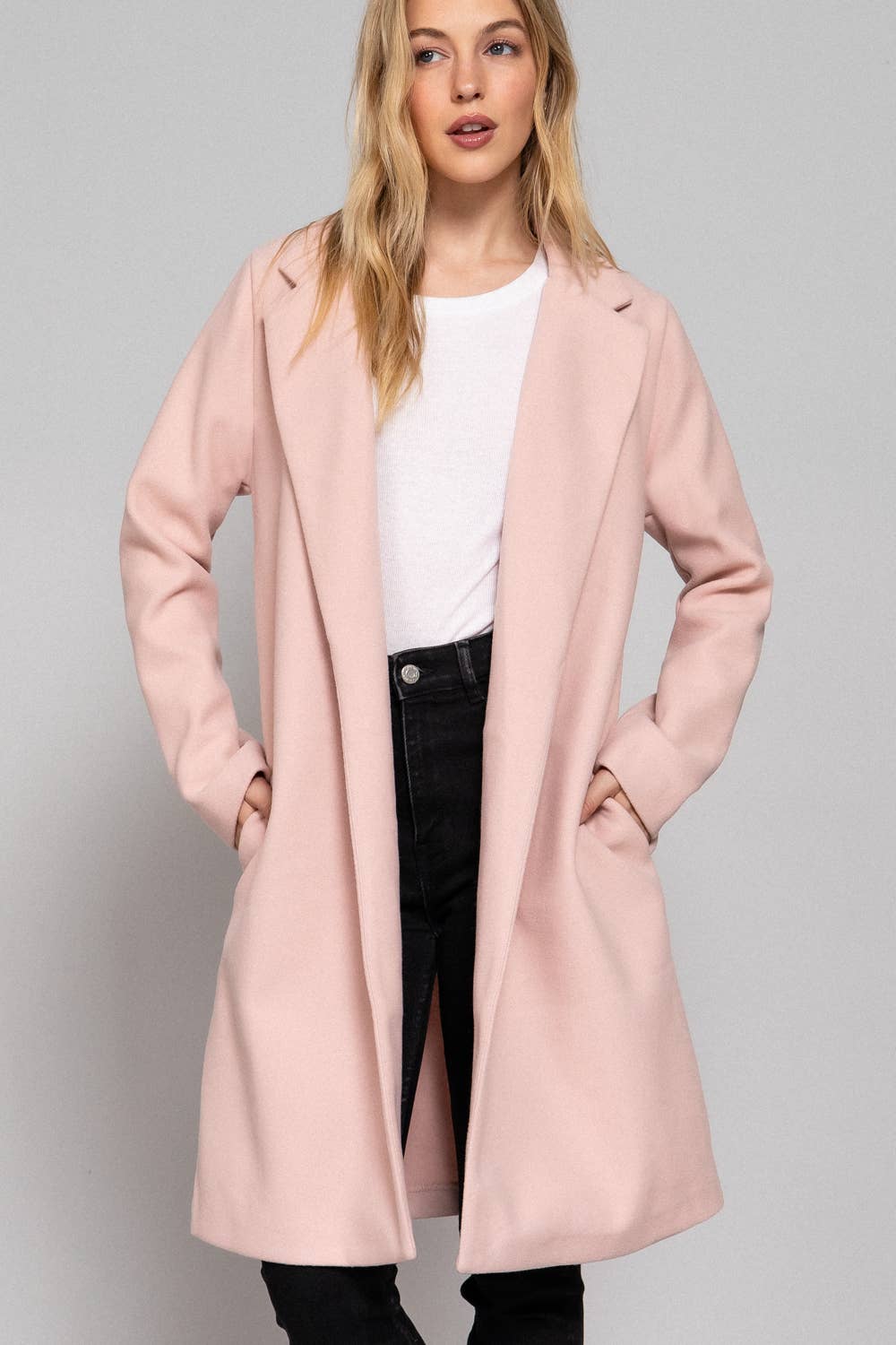 Active Basic | Active USA – wholesale Coat – Women’s – Long Sleeve Open Front Soft Felt Long Coat6