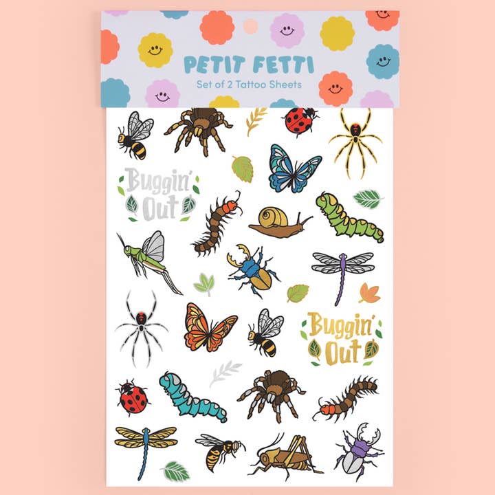 Petit Fetti - Wholesale Temporary Tattoo - Kids - Bugs Foil Kids Temporary Tattoos, Birthday Party, Activity