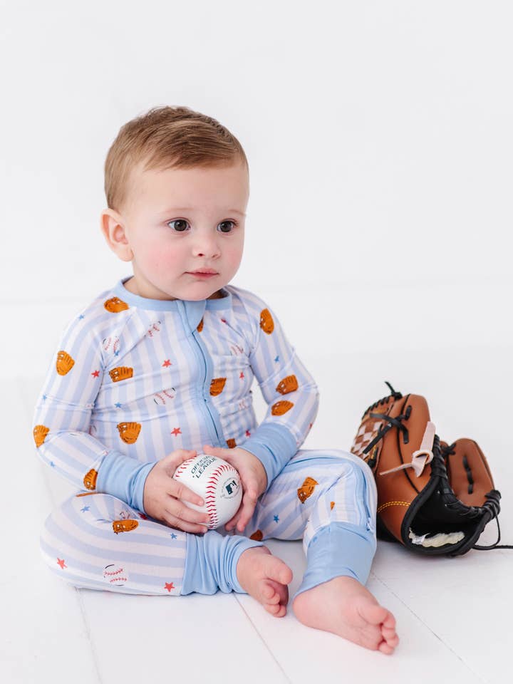 Kiki + Lulu - Wholesale Jumpsuit - Baby - Stripe Baseball Convertible Footie