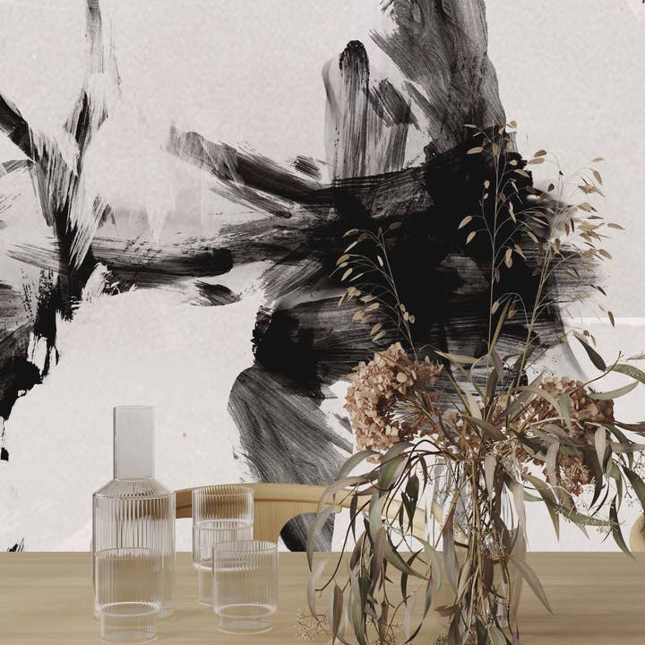 Wallpapers4Beginners - Wholesale Wallpaper - Carta da parati floreale astratta in bianco e nero