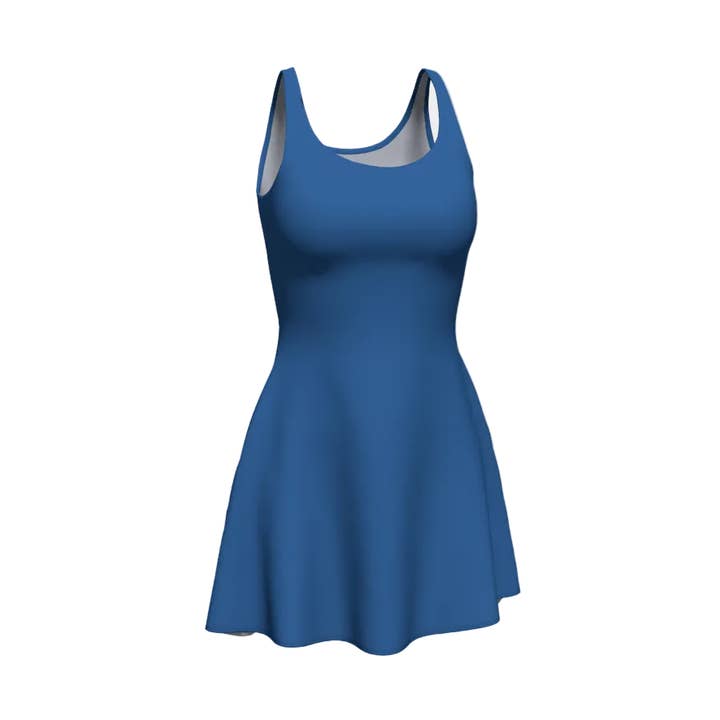 Vandblå kjole med udslået skørt for engroshandel hos Rainbow City