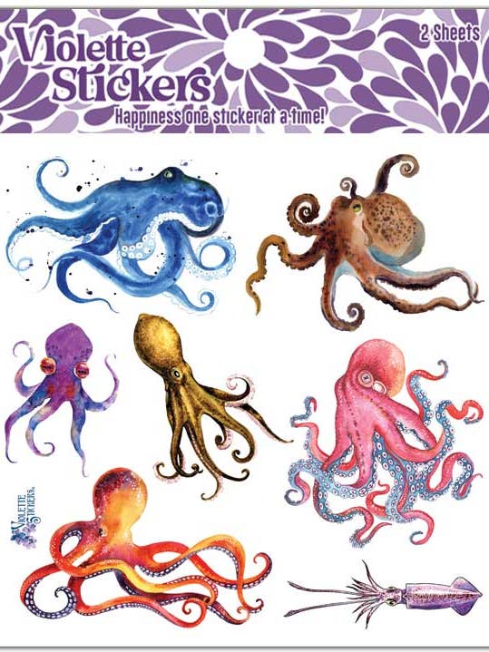 Autocollants Pieuvre K49 pour la vente par Violette Stickers