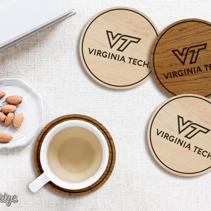 LazerEdge - Wholesale Coasters - Virginia Tech University Academic Mark Coaster – Crafted from Cherry or Maple Wood – Virginia Tech Hokies2