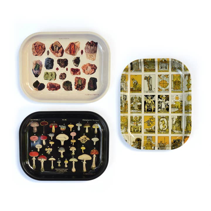 Curious Prints - Wholesale Decorative Tray - Small Metal Palmistry Trinket Tray / Palm Reader