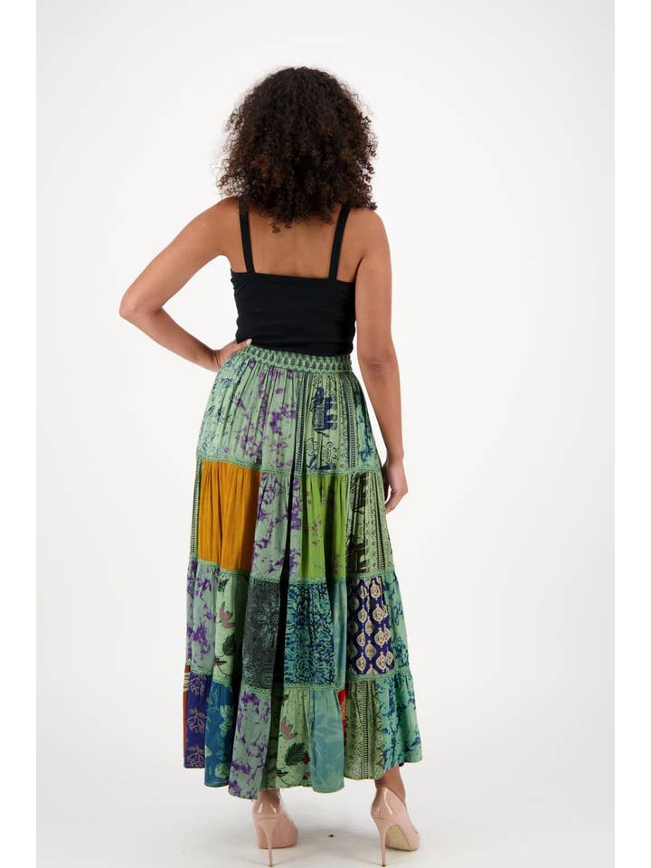 Assorted Bohemian Patchwork Skirt PAT-3262 for wholesale on Faire