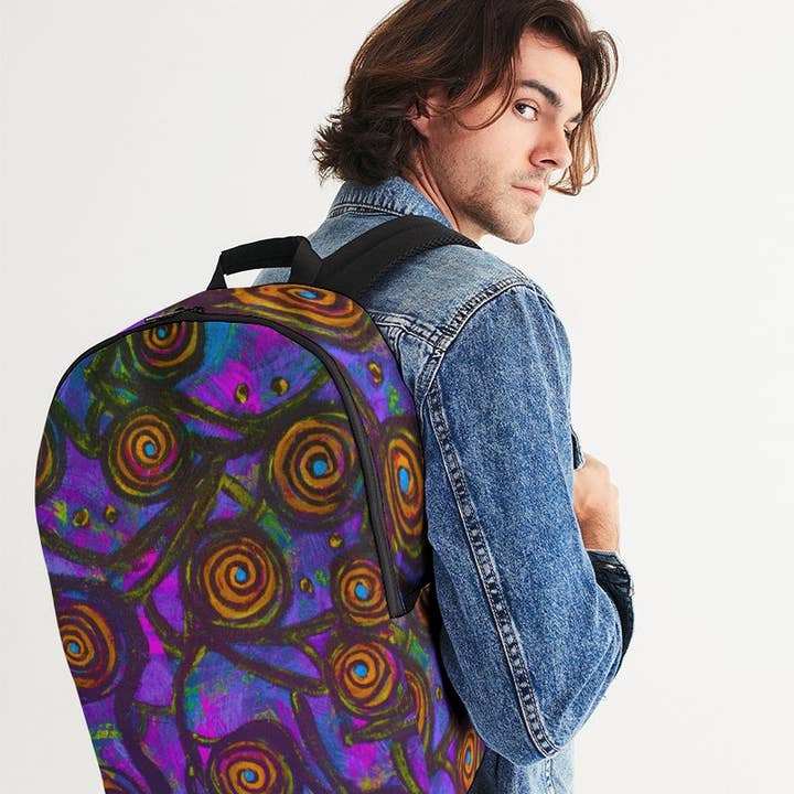 Farvet glas Frogs lilla stor rygsæk for engroshandel hos Fridge Art Boutique