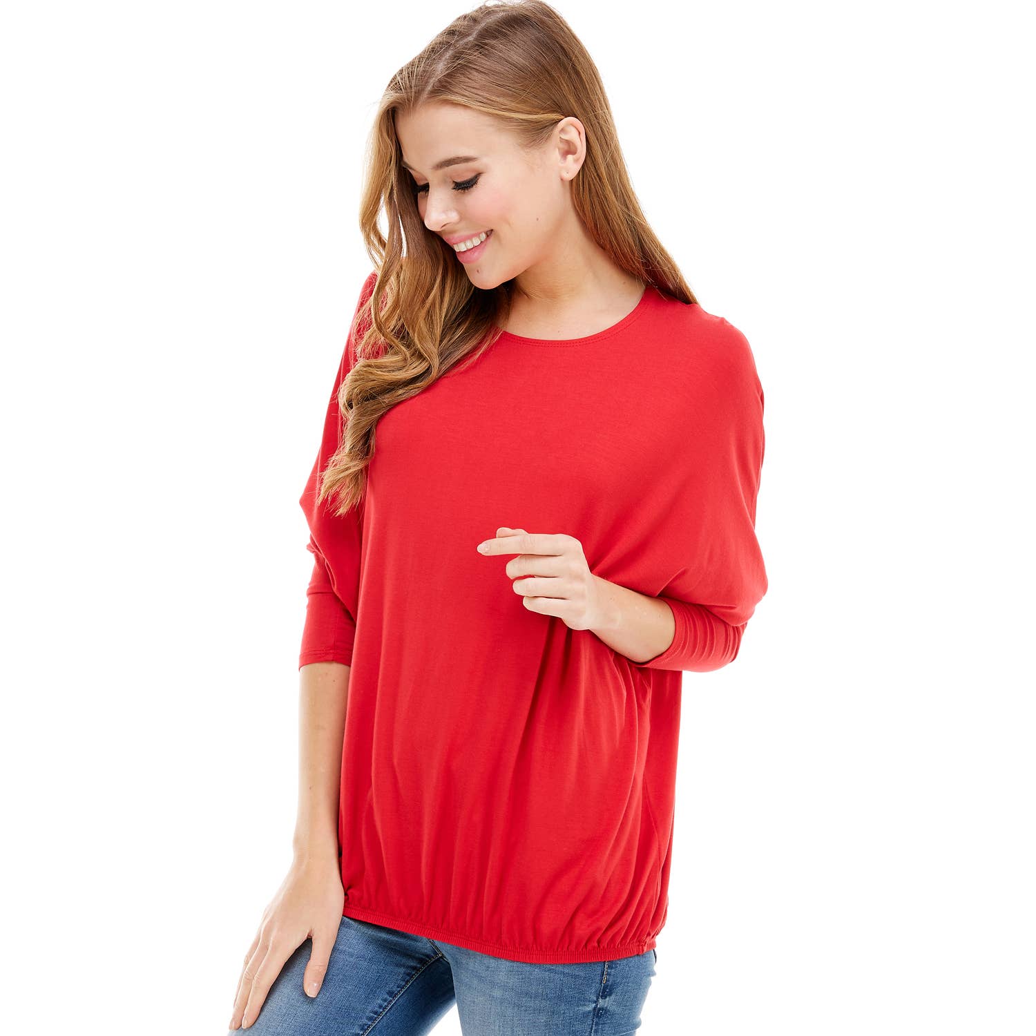 Azules Clothing - Wholesale Tunic - Women's - ATP-2309RS-DOLMAN Sleeve Elastic Bottom Hem Tunic7