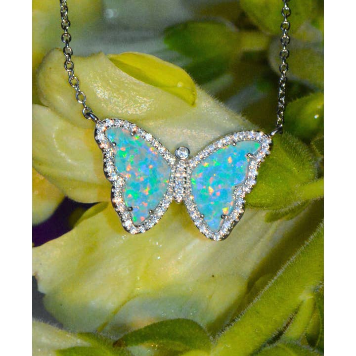 Kamaria Jewelry - Wholesale Pendant/Charm Necklace - Opal Butterfly Necklace With Crystals45