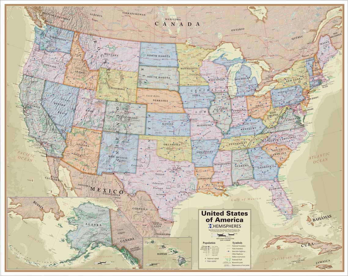 Waypoint Geographic - Wholesale Map - Boardroom World/United States Prepacked Wall Map Display2