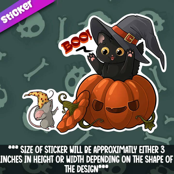 Purrlin- Suprise Pumpkin sticker for wholesale by Mega Kawaii Cuties