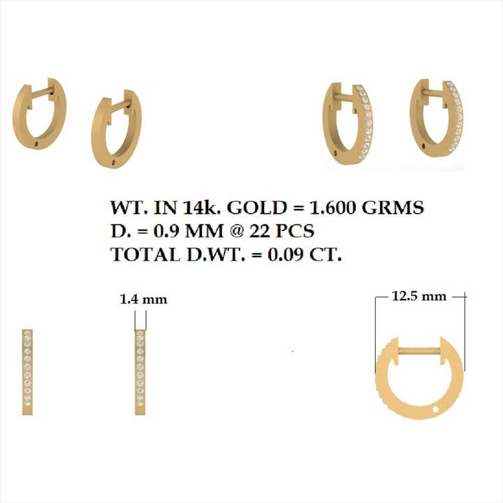 Jewels of Mewar - Wholesale Hoop Earrings - Diamond Studded Mini Hoops