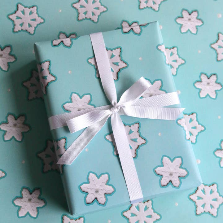 Afternoon Crumbs – wholesale Flat wrap – Snowflake Biscuits Wrapping Paper1