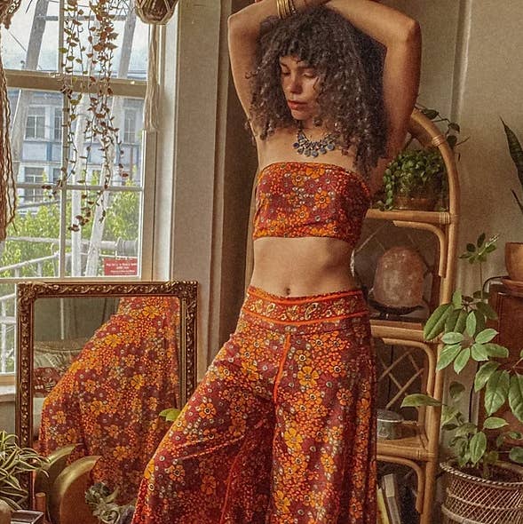 Hippie Boho Silk Bell Bottom Flare Pants, Palazzo Pants for wholesale by Gardenbelle Shop