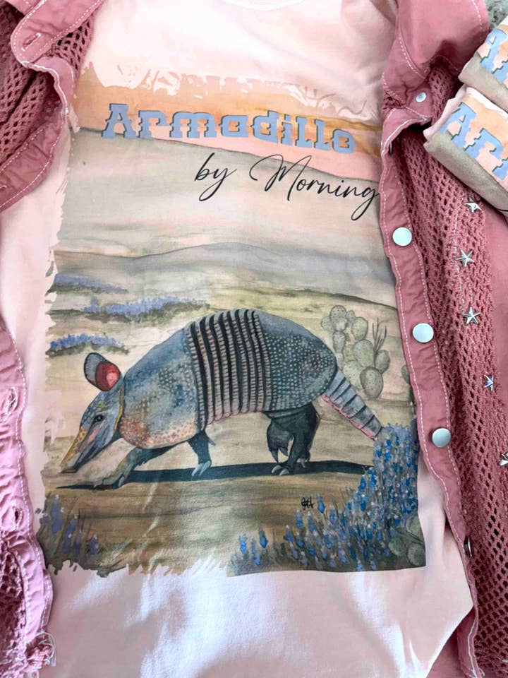 Tees - Armadillo by Morning (with text) for wholesale by DOLLY ESTELLE