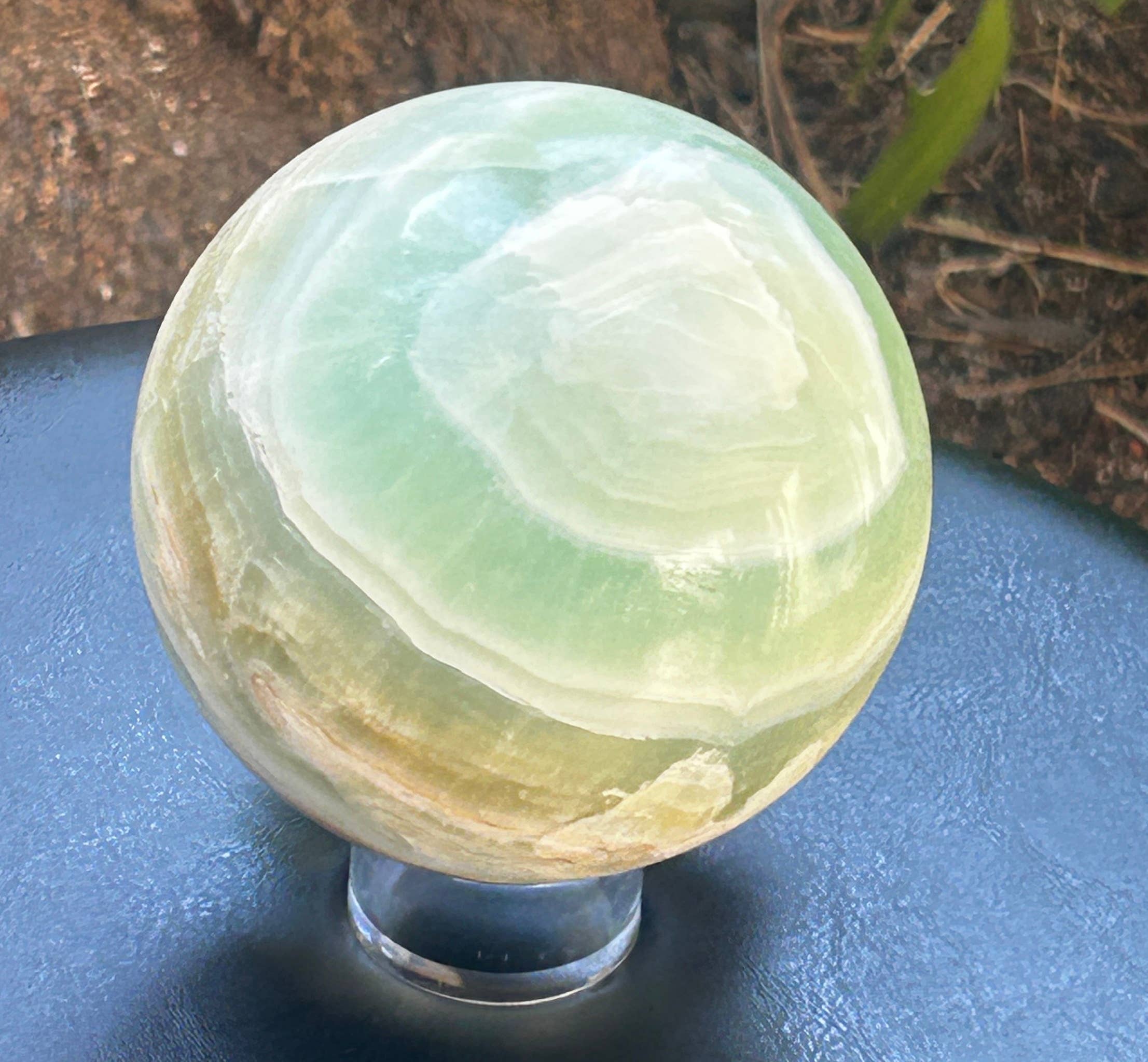 Metaphysical & Healing Crystals - Wholesale Spiritual Stone/Crystal - XXXL PISTACHIO CALCITE SPHERE (95MM-100MM)0