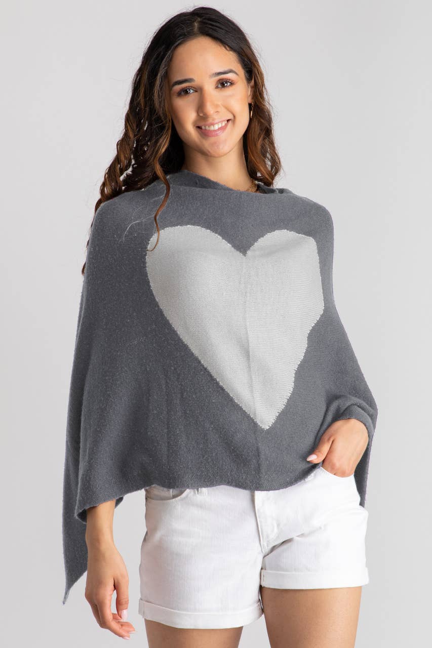 SAACHI - Wholesale Poncho - Dames - Poncho van kasjmier en zijde met hart7