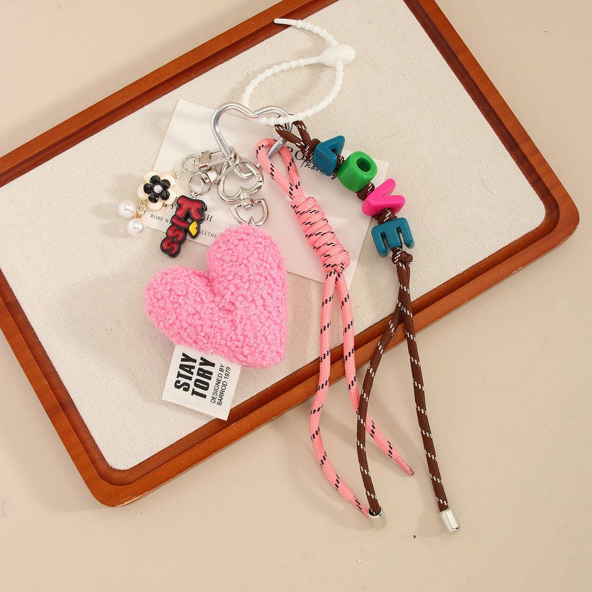 Pink Plush Heart LOVE Bag Charm – Fashion & Chic_CWMM7560 for wholesale on Faire1