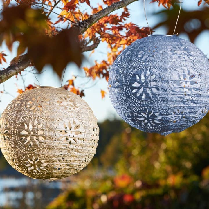 Allsop Home & Garden - Wholesale Lantern - Stella Boho 12" Globe Solar Lantern - Pearl