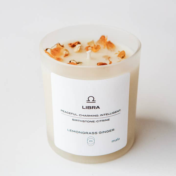 zodiac series - crystal infused candle - libra for wholesale by mala home