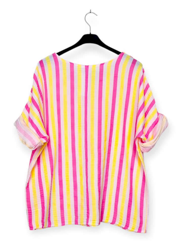 Lucky Nana - Wholesale T-Shirt - Women's - SP 8003-F1 - Multicolored Striped Top