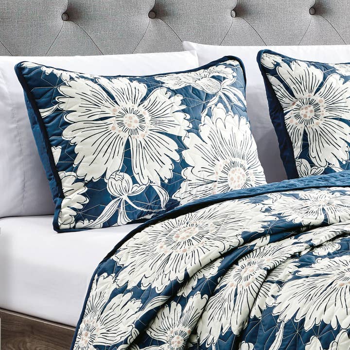 Linen Mart - Wholesale Bedding set - White Flower Quilt Set2