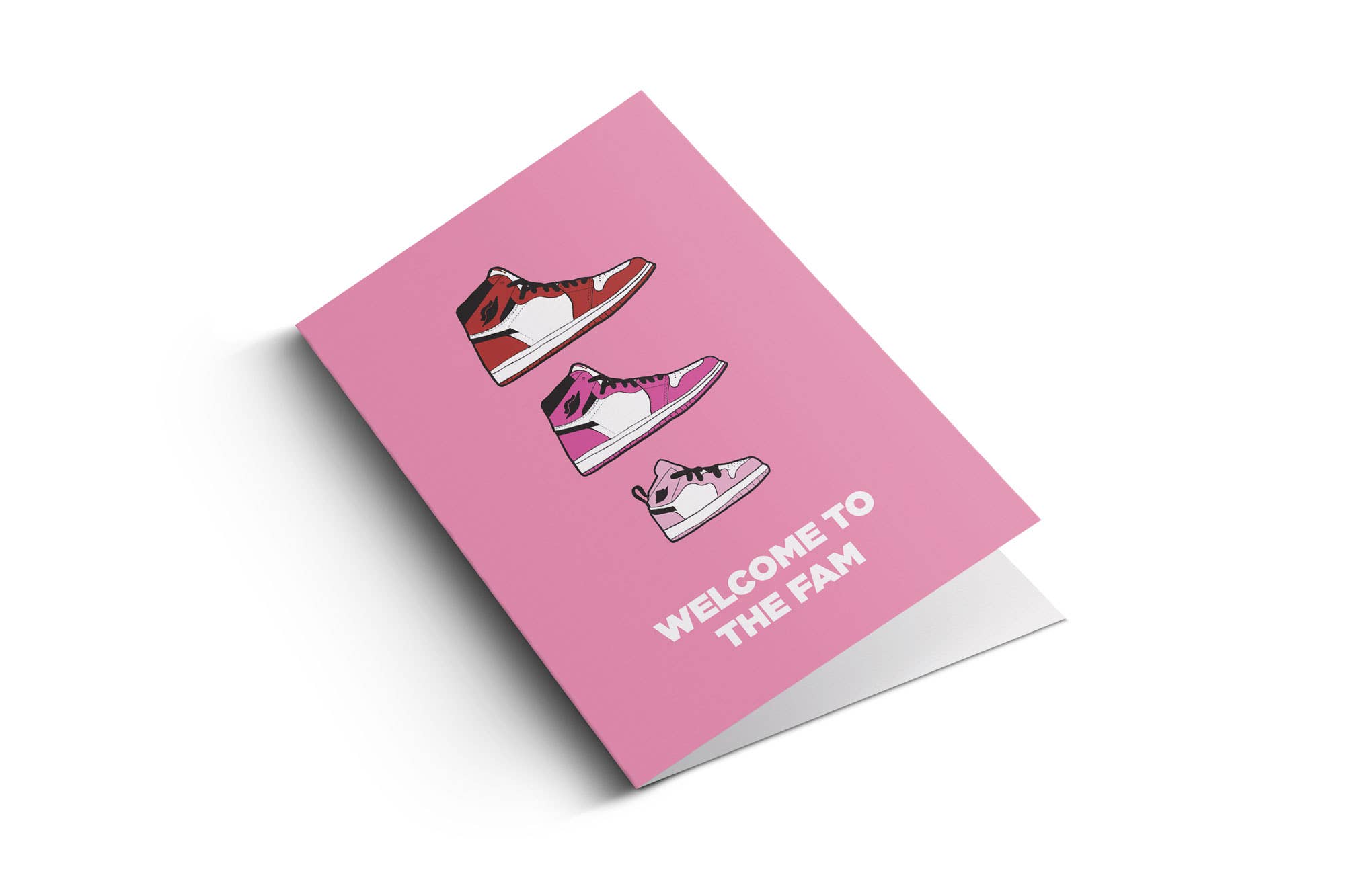 Studio Soph (We Pay Your Import Fees - We Ship DDP) – wholesale Baby card – Welcome To The Fam (pink) Greeting Card2
