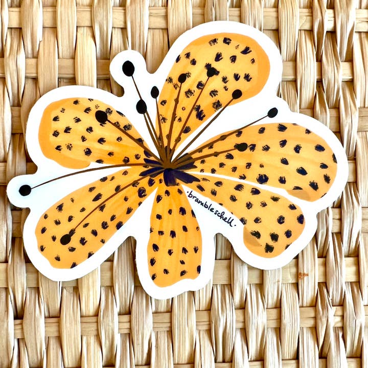 Tiger Lily Vinyl Floral Sticker for wholesale by Bramble Schell Studio