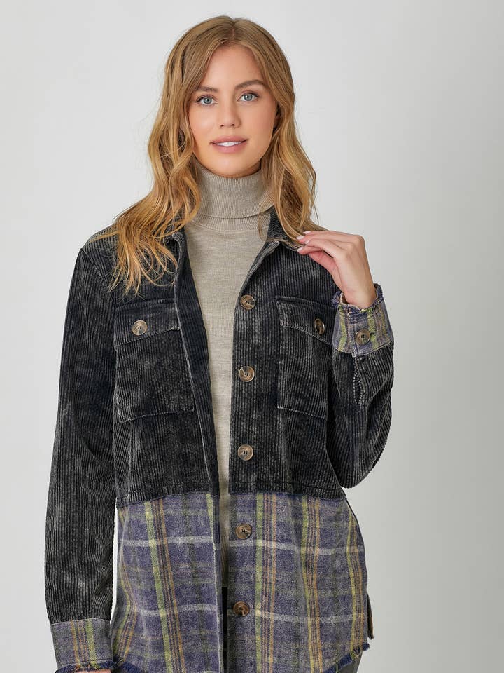 60819 Color Block Mixed Jacket  for wholesale by Mystree