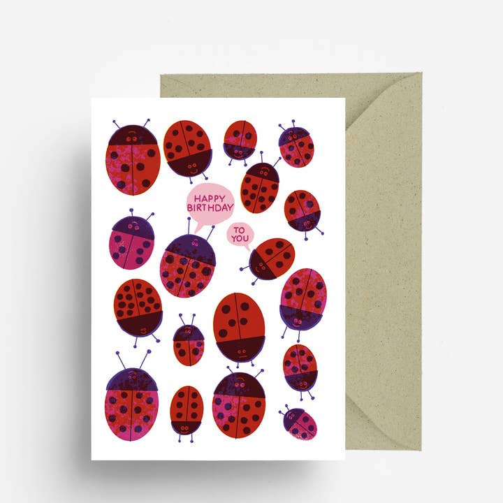 Geburtstags-Marienkäfer Grußkarte für den Großhandel von jungwiealt