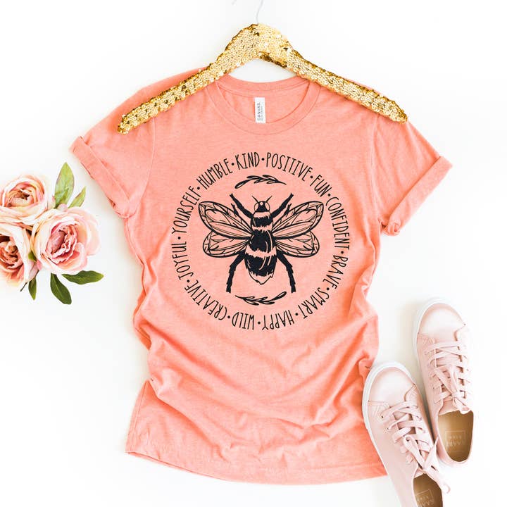 Bee Kind positiv T-shirt - Bella lærred for engroshandel hos Printliss