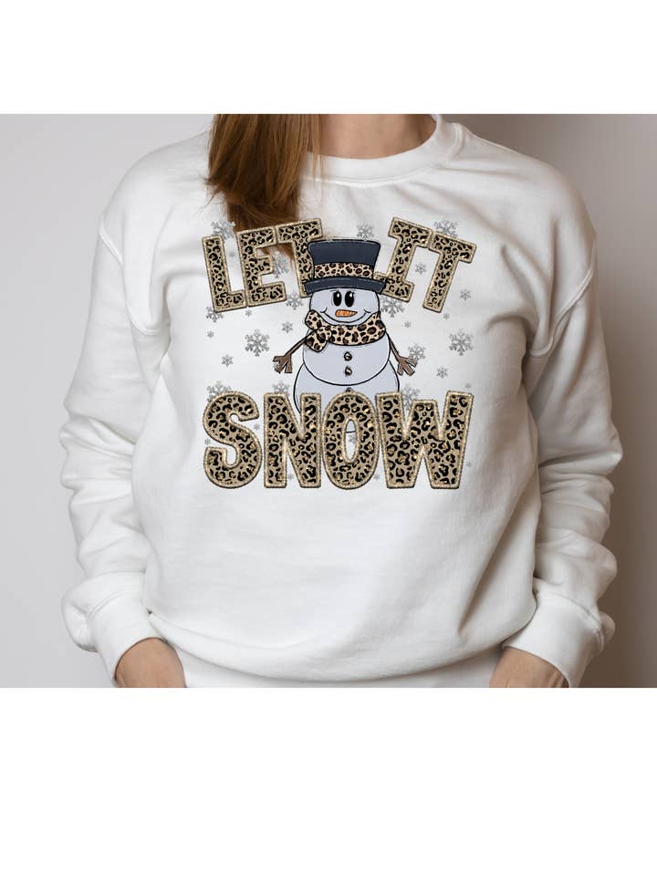 4 little hearts - Wholesale Sweatshirt - Women's - Let it snow leopard faux embroidered sweatshirt