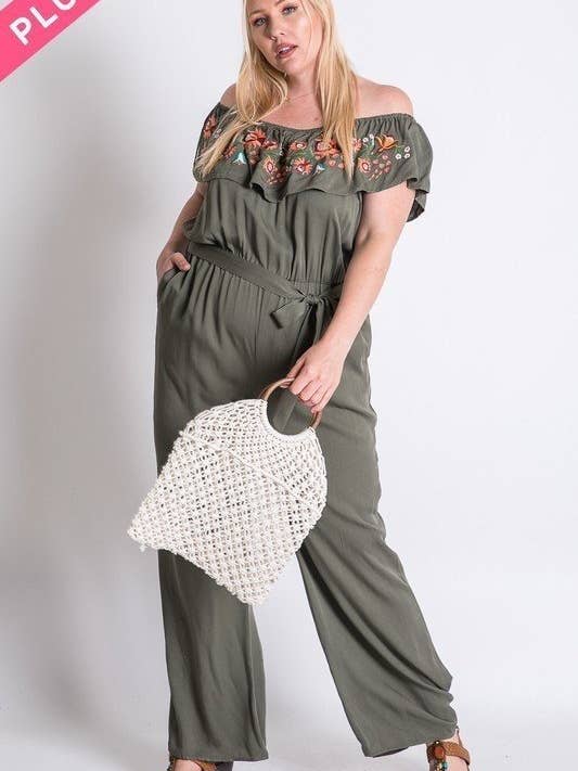 Davi & Dani - Wholesale Jumpsuit - Women's - PLUS SIZE FLORAL EMBROIDERED OFF SHOULDER JUMPSUIT10