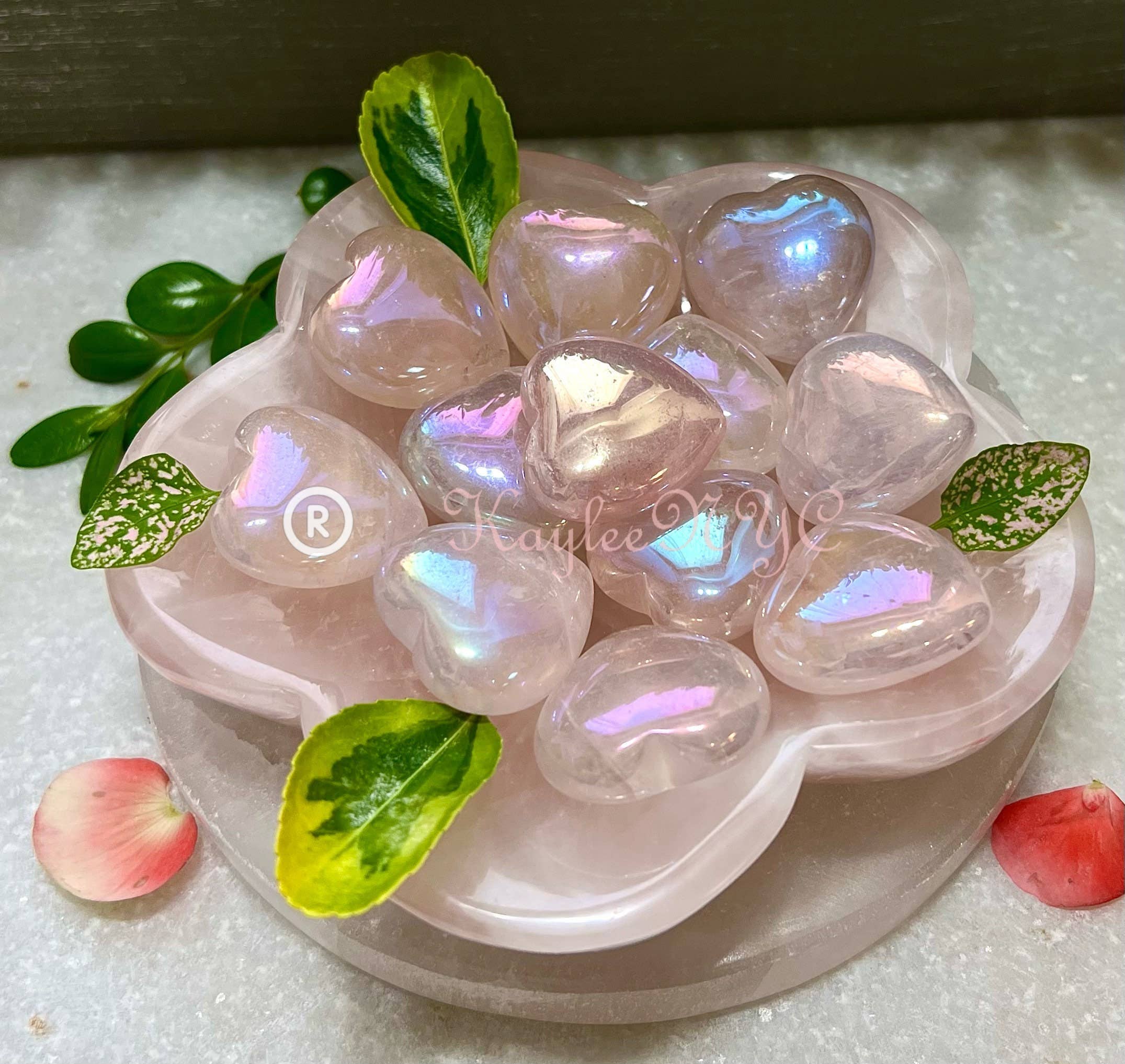 KayleeNYC - Wholesale Spiritual Stone/Crystal - 3cm Angel Aura Rose Quartz Heart Crysta1