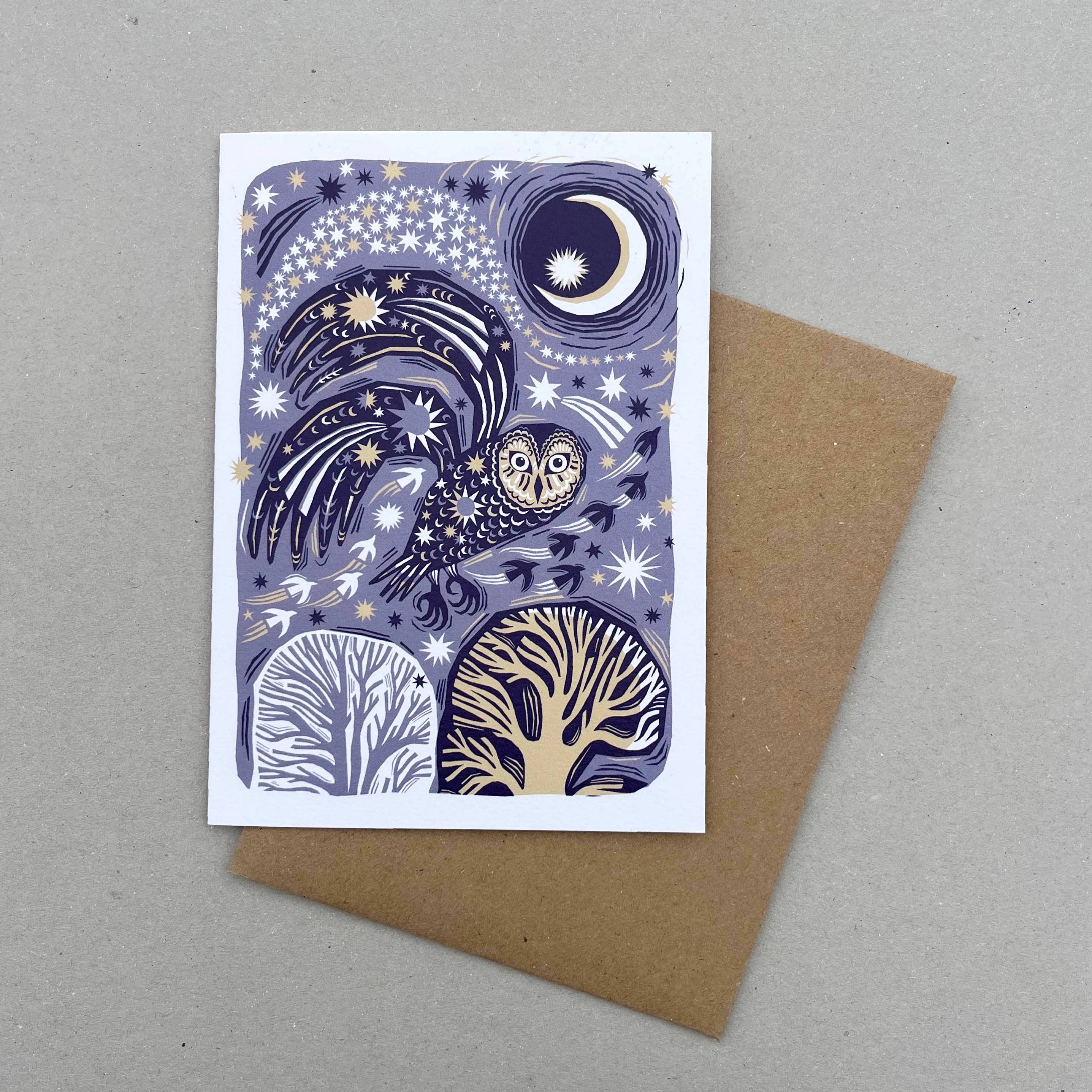 Folded Forest – wholesale Everyday greeting card – Greetings Card - Midnight Owl5