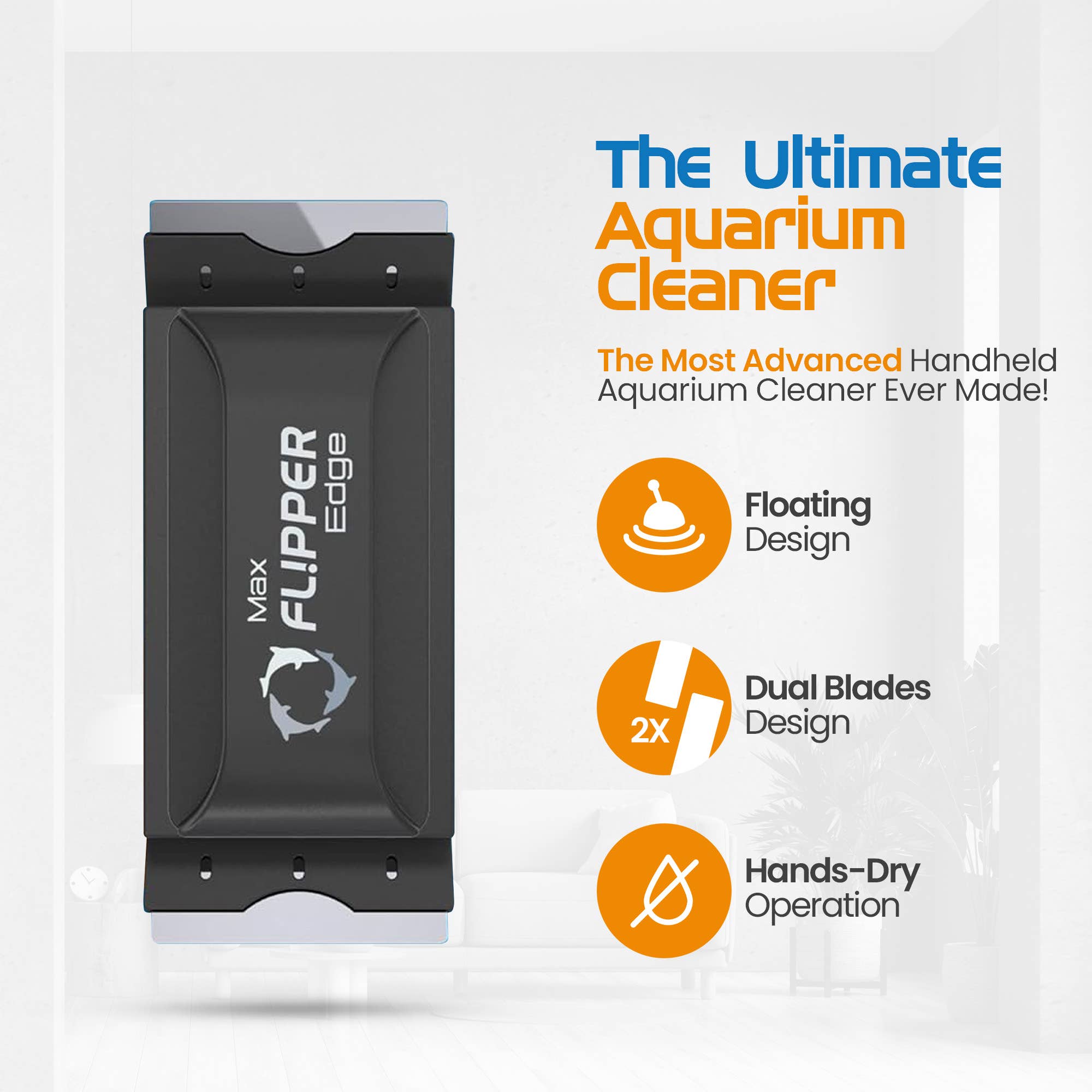 Flipper Aquarium Products - Wholesale Cleaning Cloth - Flipper Edge 2 in 1 Floating Magnetic Aquarium Algae Cleaner (MAX)6