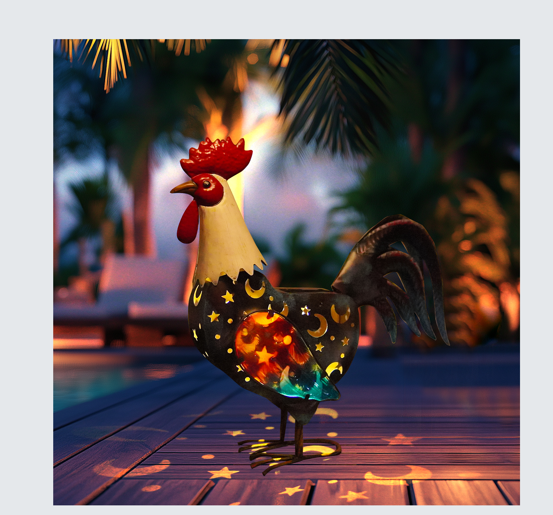 Liffy - Wholesale Outdoor Ornament/Decor - Solar Rooster Metal Garden Statue for Outdoor Yard Decor6