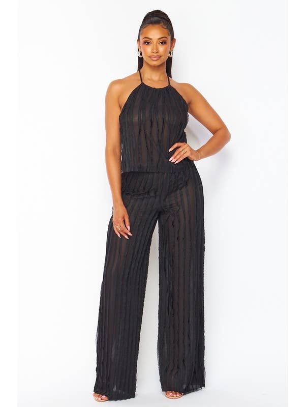 5besties inc - Wholesale Top & Pant Set (NOT Loungewear) - Women's - Halter Neck Ruffle Top and Pants Set