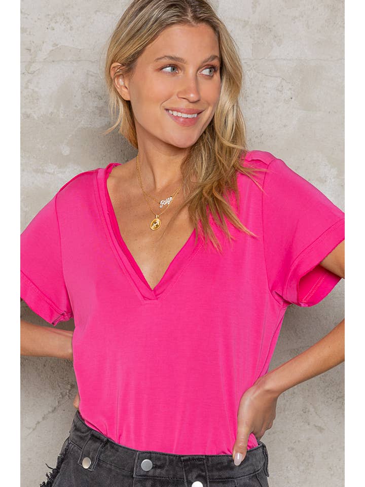 Pol Clothing - Wholesale Knit Top - Women's - Basic V-neck Knit Top