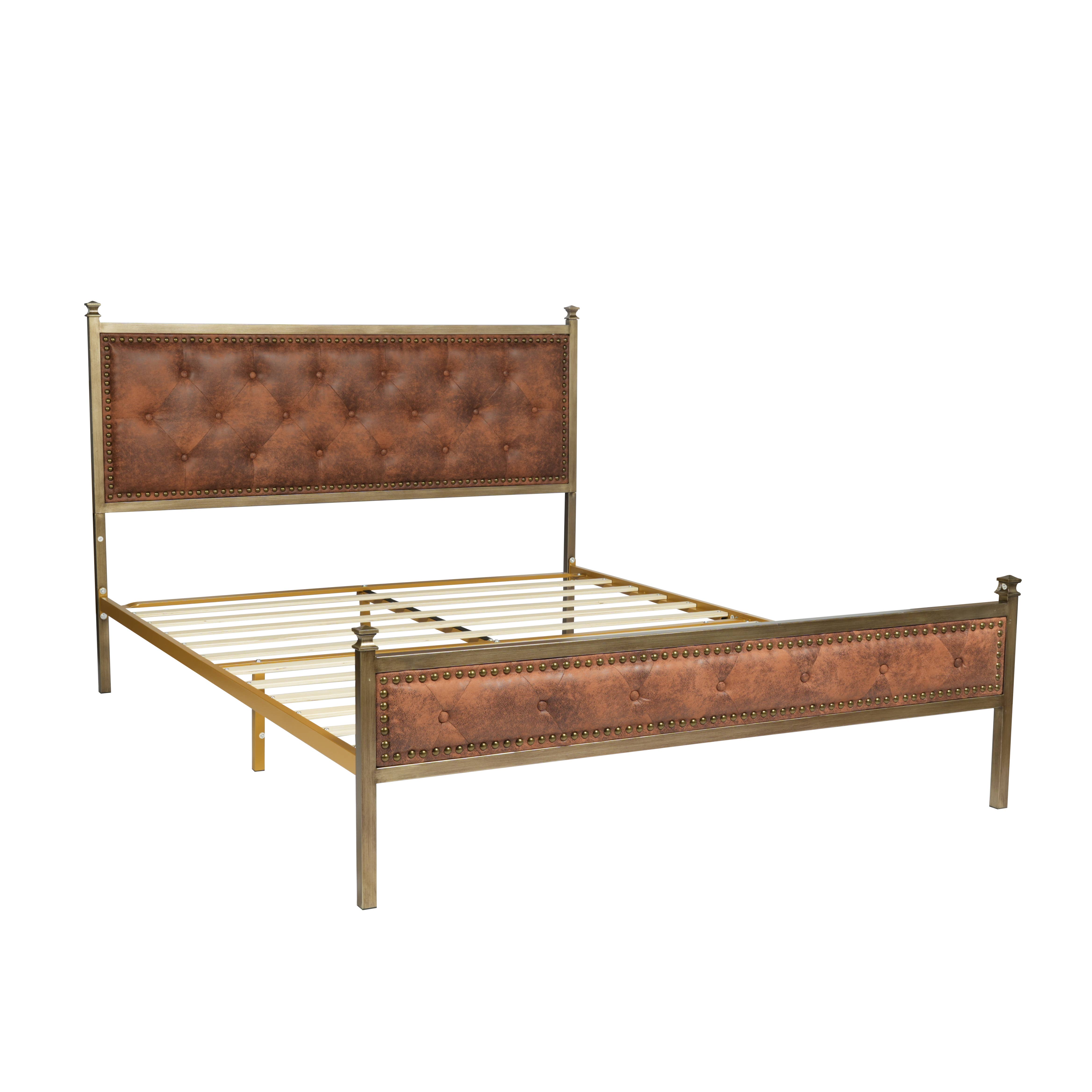 HOMYCASA DESIGN INC - Wholesale Bed - Queen/King Tufted Bed Frame, Beige/Brown, No Box Spring5
