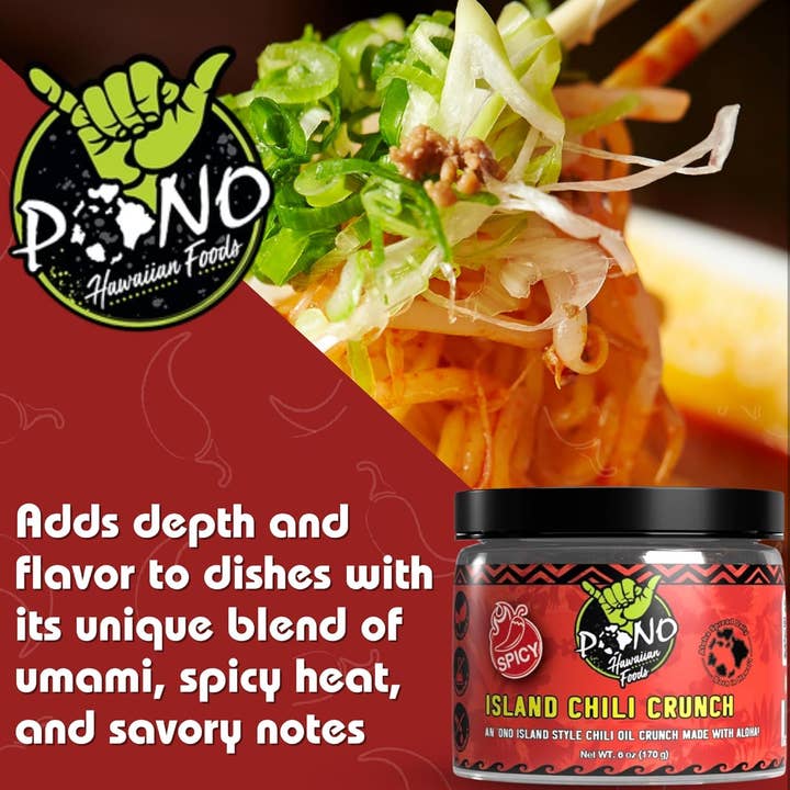 Pono Hawaiian Foods Co – Großhandel Chilisoße – Premium Island Chili Crunch - (SCHARF) 6oz - 6er Pack7