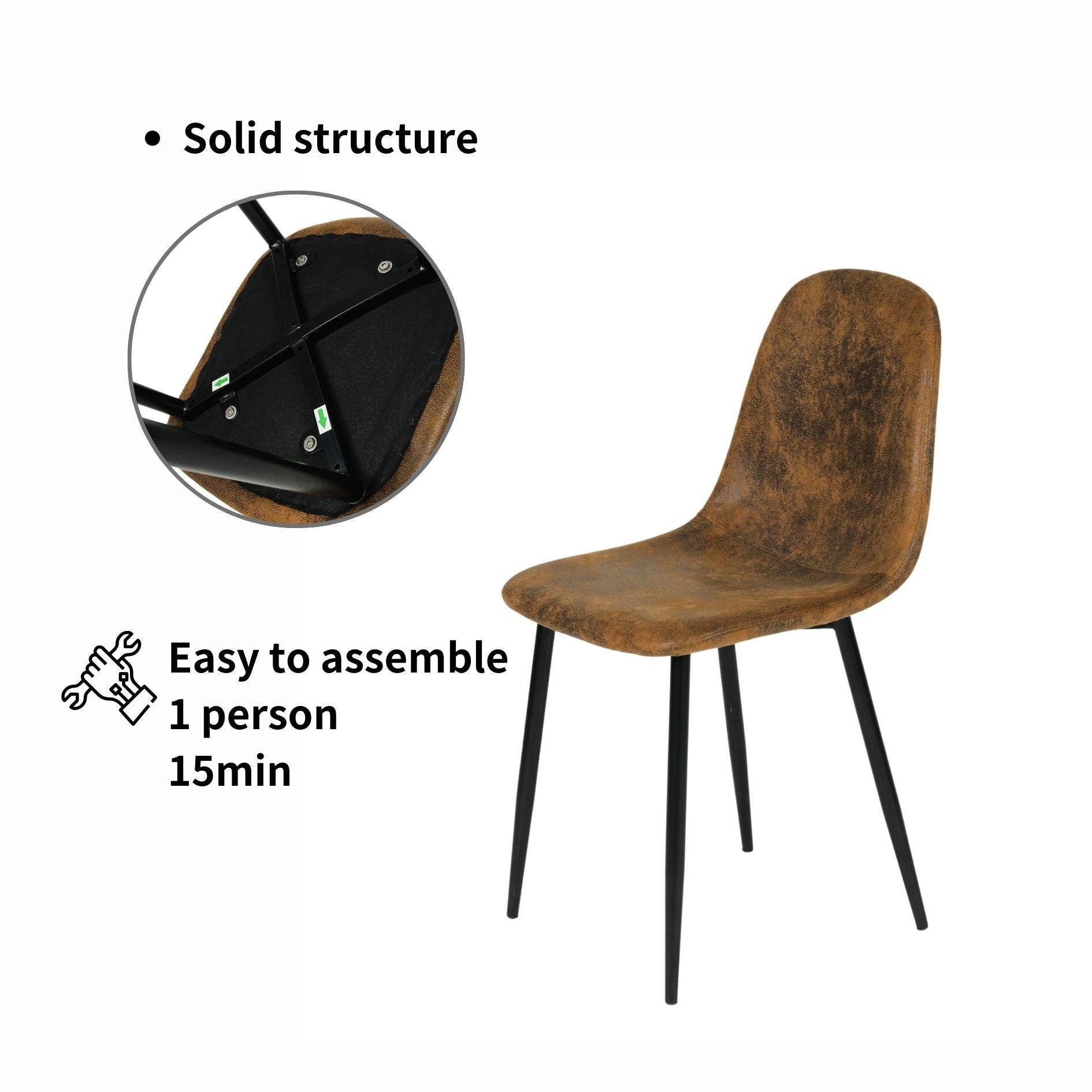 Urban Meuble – wholesale Stol – Set med 4 vintage skandinaviska matstolar i retro brunt mocka CHARLTON SUEDE BROWN24