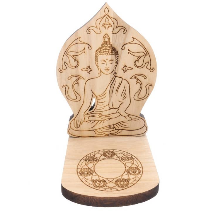 Akshobhia Buddha altar in Paulownia wood for wholesale by Vives de la Cortada S.L