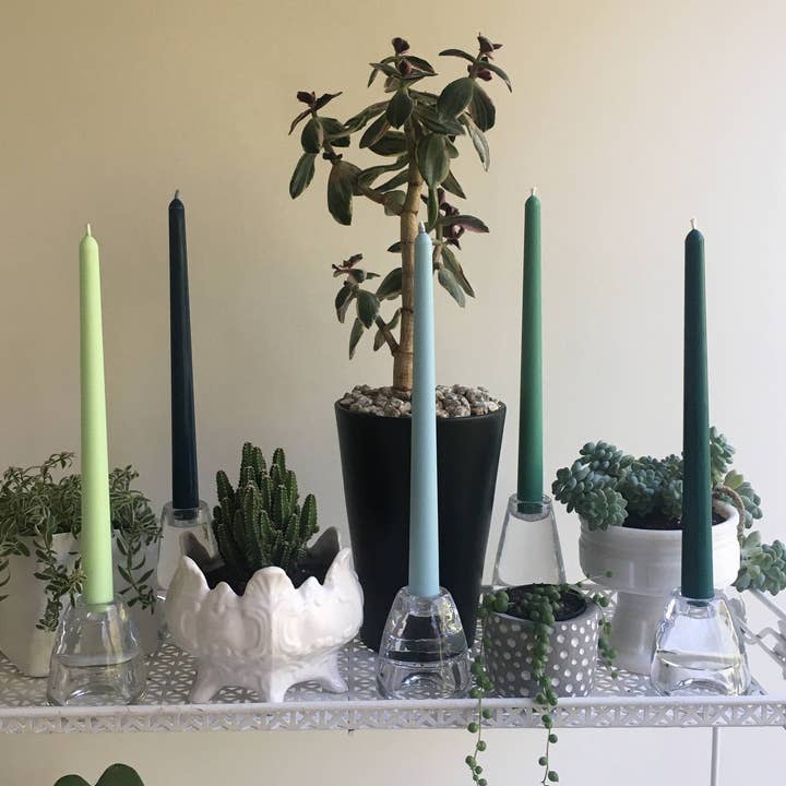 Blå/Grøn Naturlig Soy Koniske Candle (2stk) for engroshandel hos Lady Lou Collective