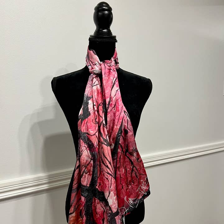 Morning With Cherry Blossoms -100% Polyester (Shamoze Silk) for wholesale by Toronto Art Gallery