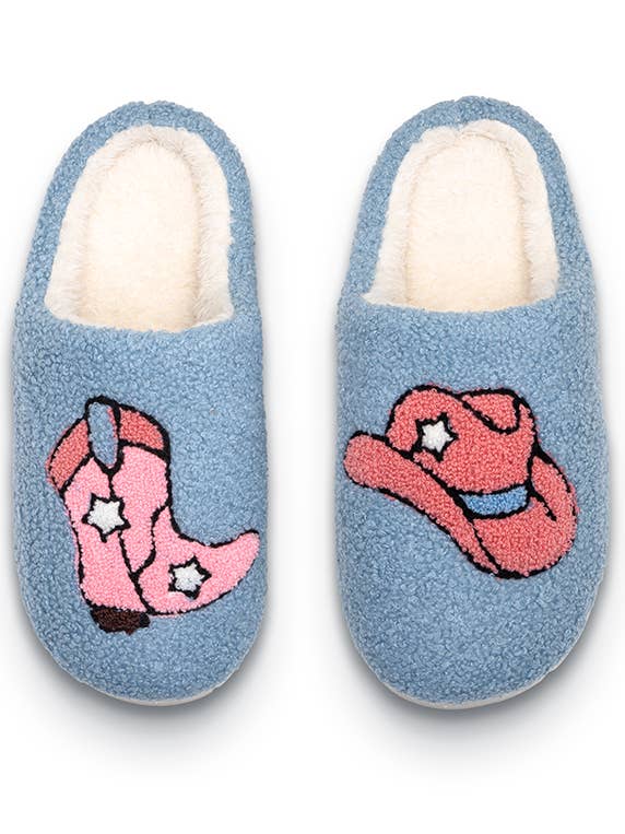 Living Royal - Wholesale Slippers - Women's - Indoor / Outdoor Slippers - Western Cowgirl - Blue0