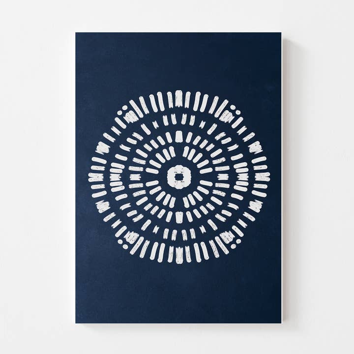 Aquarelle abstraite Blue Circle Burst pour la vente par Nak print co.