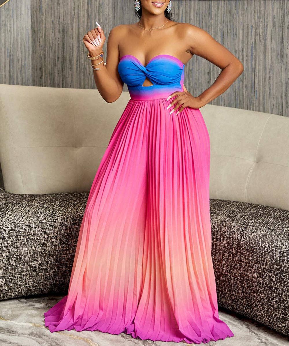 Aria Romance - Wholesale Jumpsuit - Women's - Gradient Strapless Wide-Leg Jumpsuit1