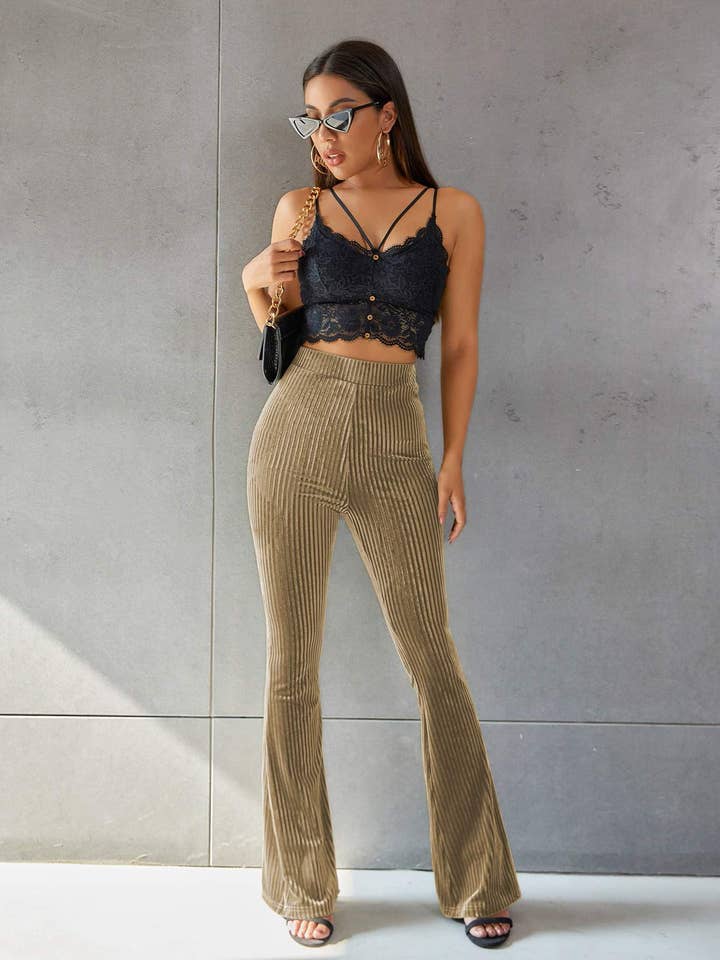 Fashion Combination - Wholesale Pants - Women's - solid flare leg corduroy pants